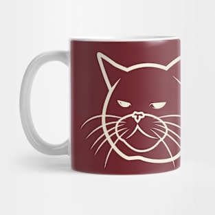 Lineart Cute Cat Bored Face Mug